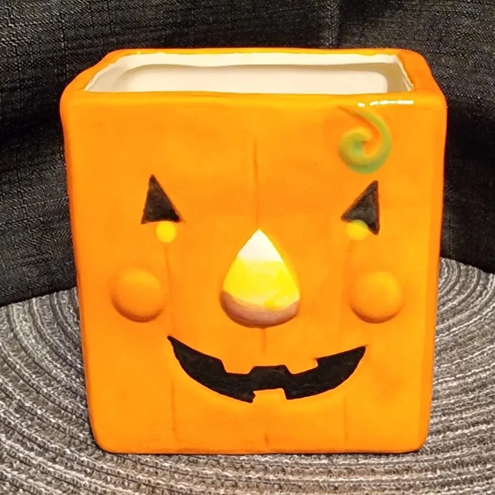 Ceramic Jack-o-Lantern with Smiling Face